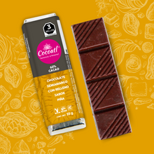 Cargar imagen en el visor de la galería, Barra de Chocolate Amargo con Relleno de Piña 63% Cacao 22 g.