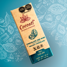 Cargar imagen en el visor de la galería, Barra De Chocolate Amargo 72% Cacao con Nuez 30 g.