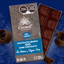 Cargar imagen en el visor de la galería, Barra De Chocolate Amargo 72% Cacao 80 g. Sin Azúcar