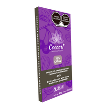 Cargar imagen en el visor de la galería, Barra De Chocolate Amargo Con Nueces, Cacahuate y Arándanos 72% Cacao 80 g.