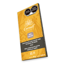 Cargar imagen en el visor de la galería, Barra De Chocolate con Leche y Totopos de Maíz 72% Cacao 80 g.