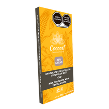 Cargar imagen en el visor de la galería, Barra De Chocolate con Leche y Totopos de Maíz 72% Cacao 80 g.