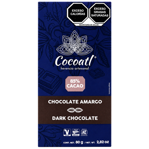 Barra De Chocolate Amargo 85% Cacao 80 g.