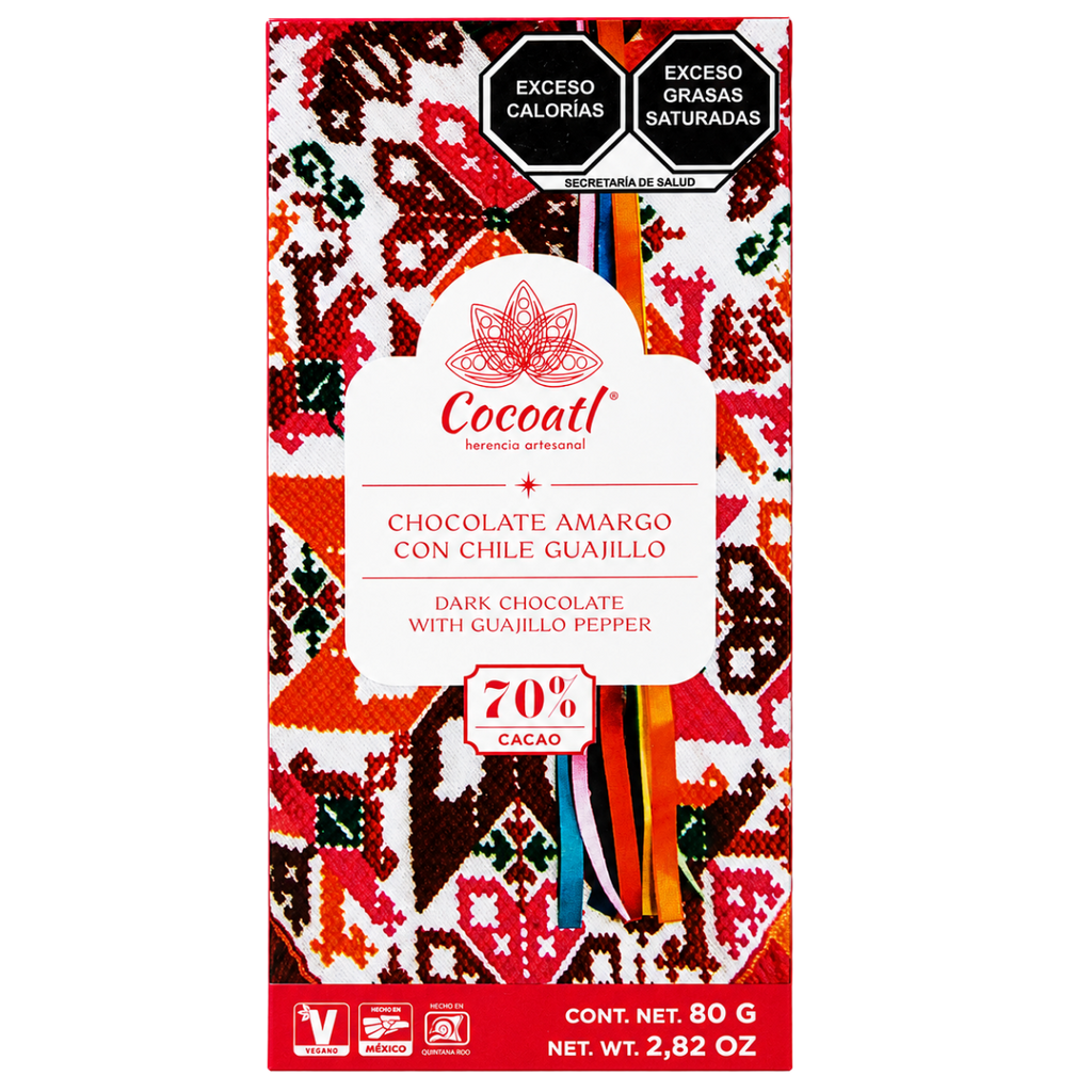 Barra De Chocolate Amargo Con Chile Guajillo Cocoatl 70% Cacao 80 g.