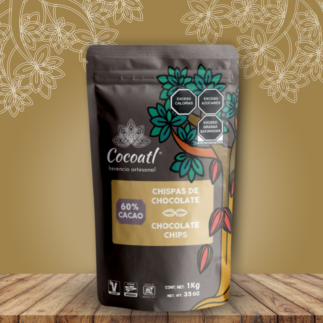 Chispas De Chocolate Obscuro Cocoatl 60% Cacao 1 kg Para Repostería