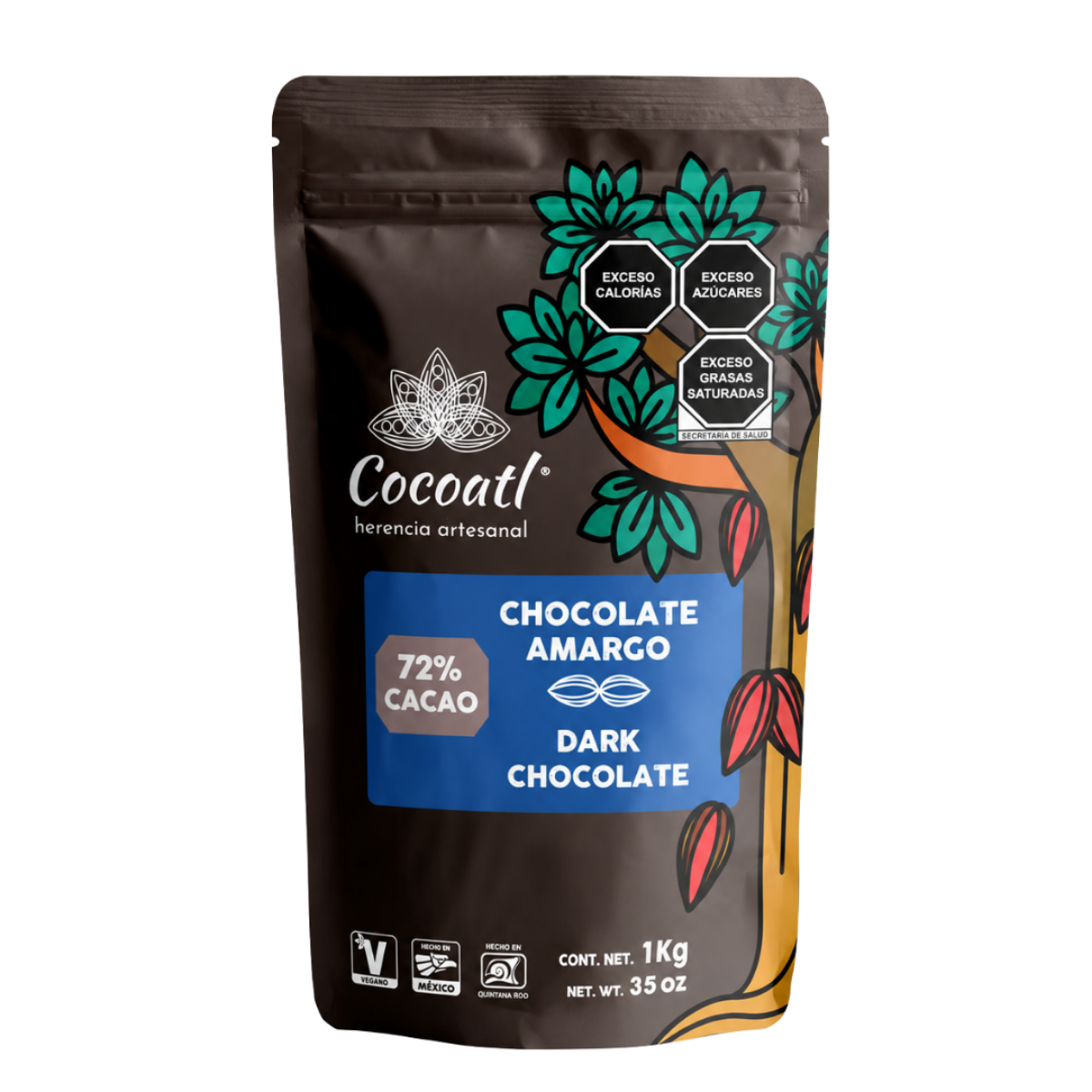 Gotas Chocolate Amargo 72% Cacao Cocoatl P/ Repostería 1 kg