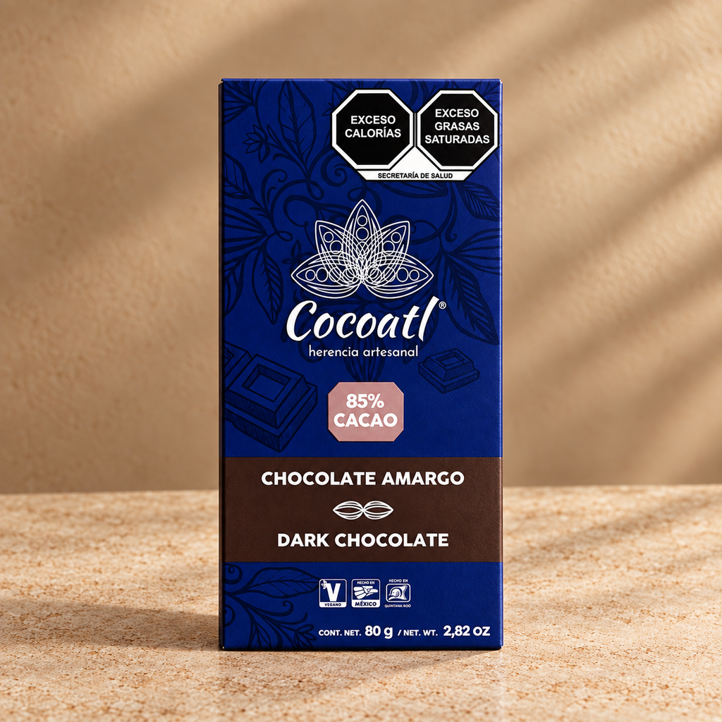 Barra De Chocolate Amargo 85% Cacao 80 g.
