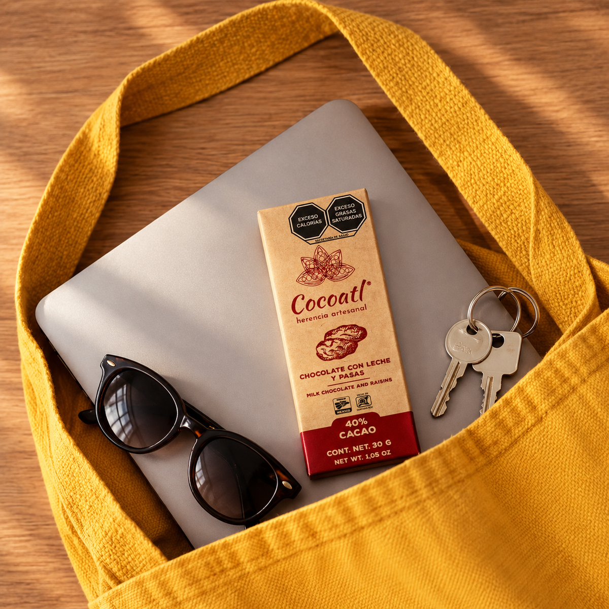 Barra De Chocolate Con Leche 40% Cacao Con Pasas 30 g.