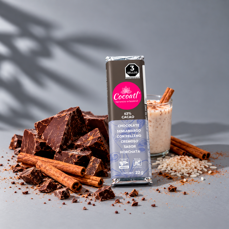 Barra de Chocolate Amargo con Relleno de Horchata 63% Cacao 22 g.