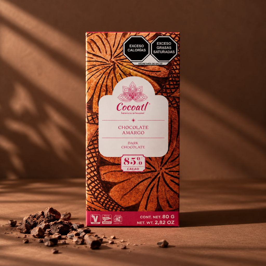 Barra De Chocolate Amargo Cocoatl 85% Cacao. 80 g.