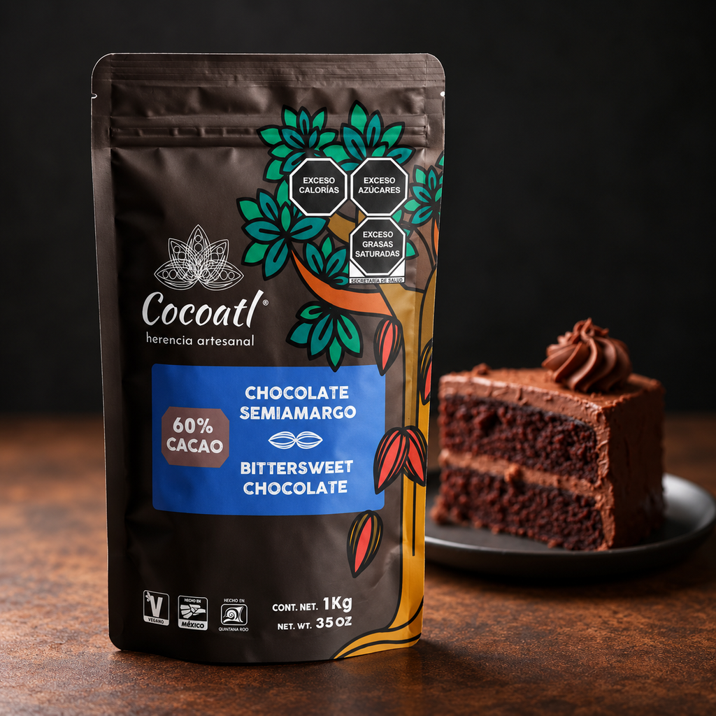 Gotas Chocolate Semi Amargo 60% Cacao Cocoatl P/ Repostería 1 Kg