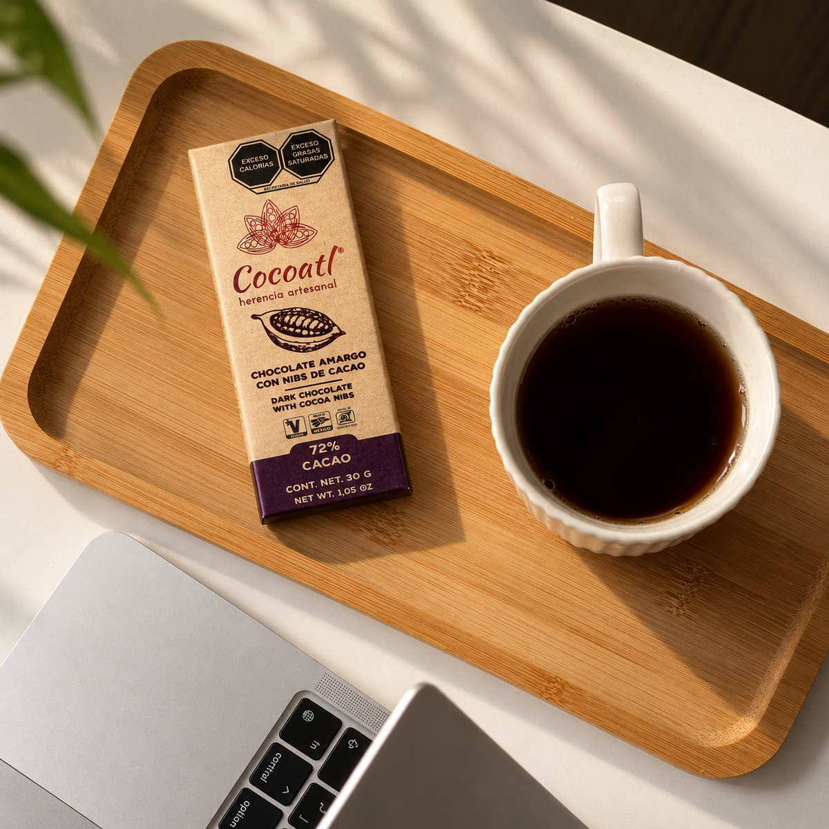 Barras De Chocolate Amargo 72% Cacao con Nibs de Cacao 30 g.