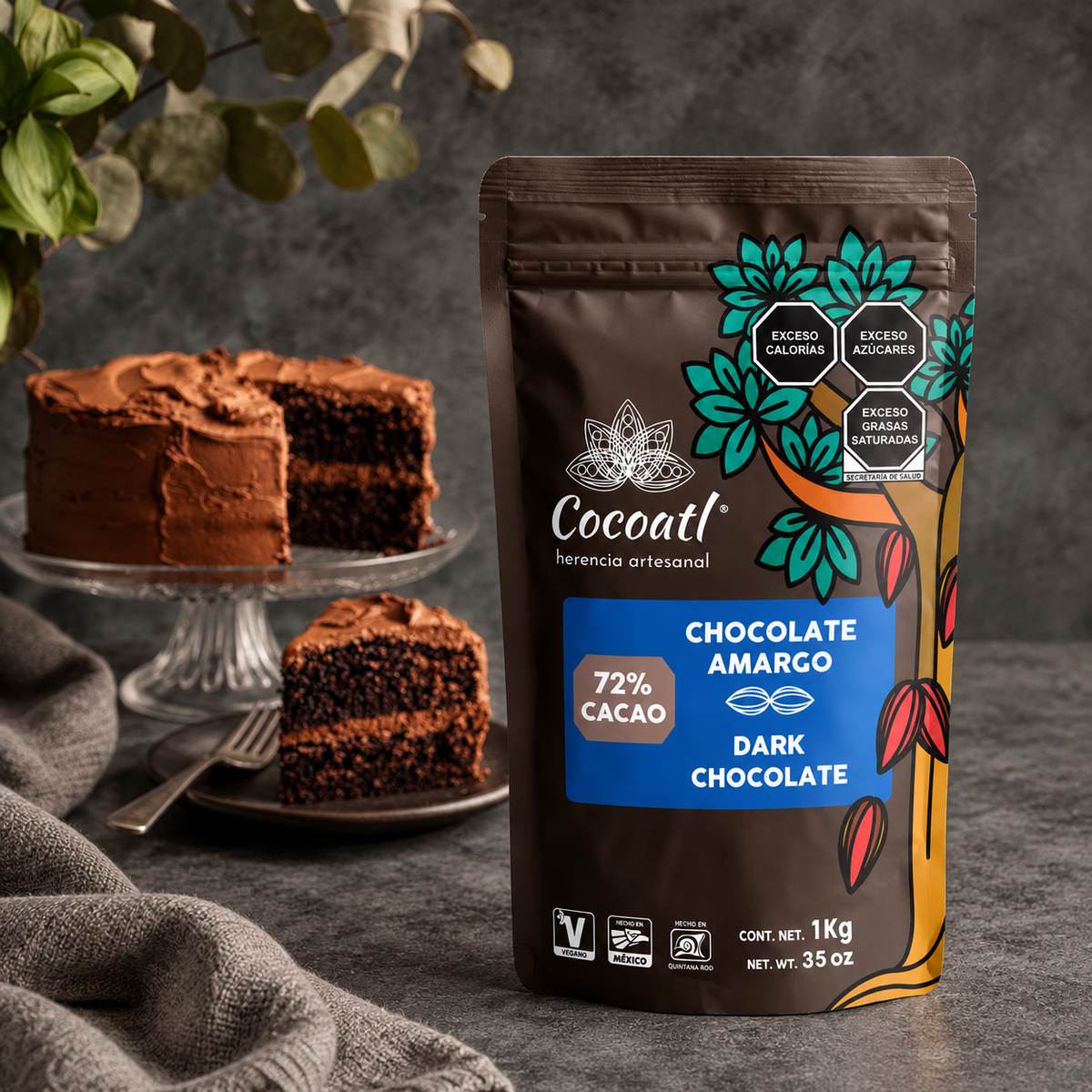 Gotas Chocolate Amargo 72% Cacao Cocoatl P/ Repostería 1 kg