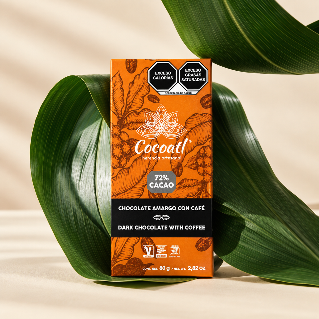 Barra De Chocolate Amargo con Granos de Café 72% Cacao 80 g.
