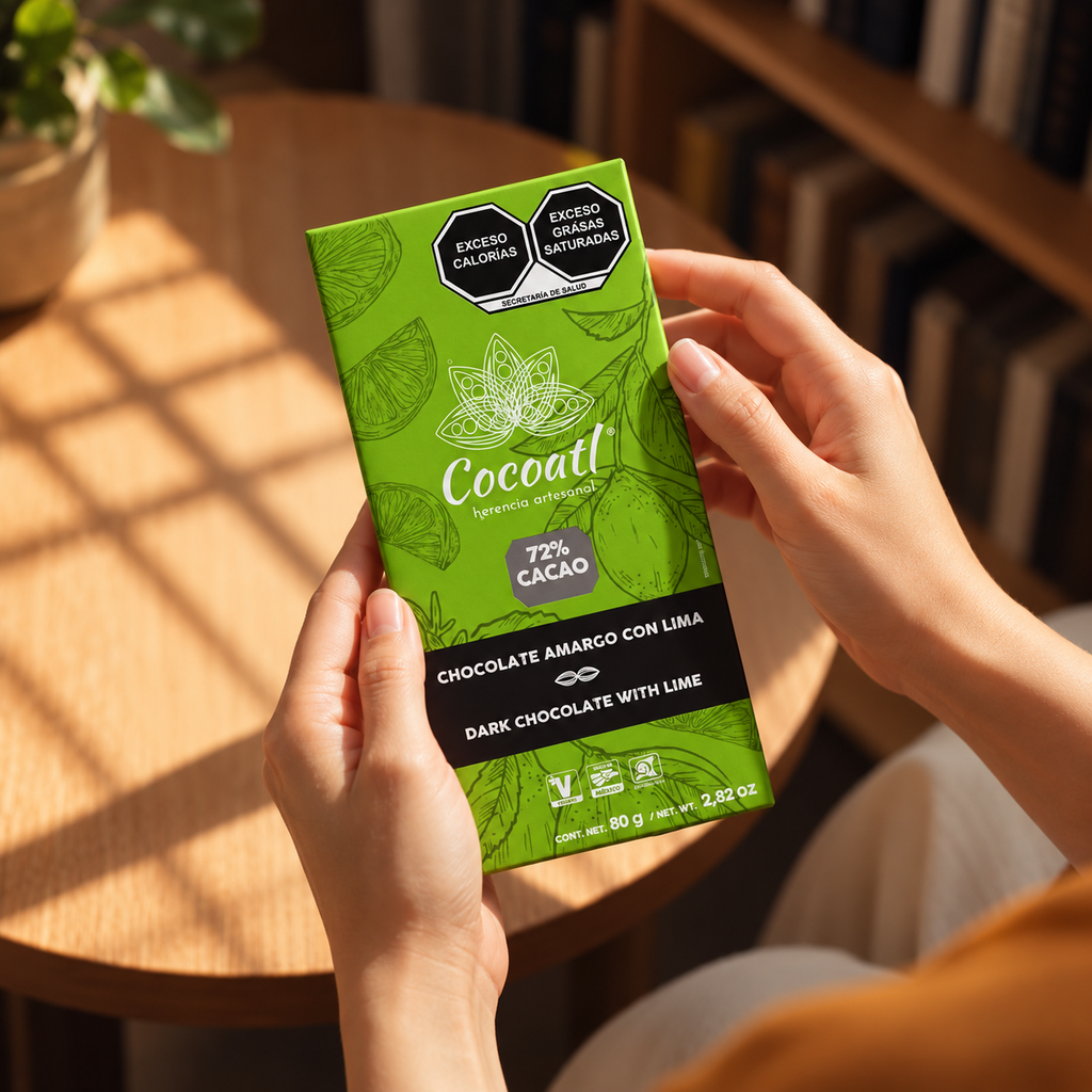 Barra De Chocolate Amargo Con Lima 72% Cacao 80 g.