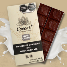 Cargar imagen en el visor de la galería, Barra De Chocolate Con Leche 40% Cacao 80 g.
